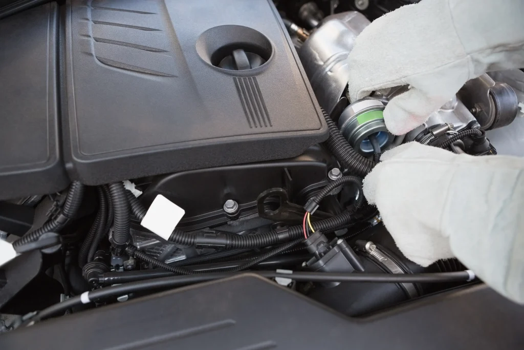 Intervention sur des composants du moteur lors d’une réparation (main-d’œuvre après moteur serré).