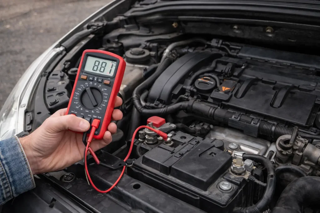 Contrôle de la tension de batterie sur une Citroën C4 qui ne démarre pas