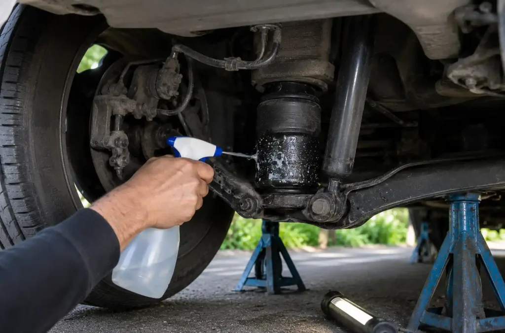 Citroën C4 Picasso vu de l’arrière avec suspicion de défaillance de suspension pneumatique
