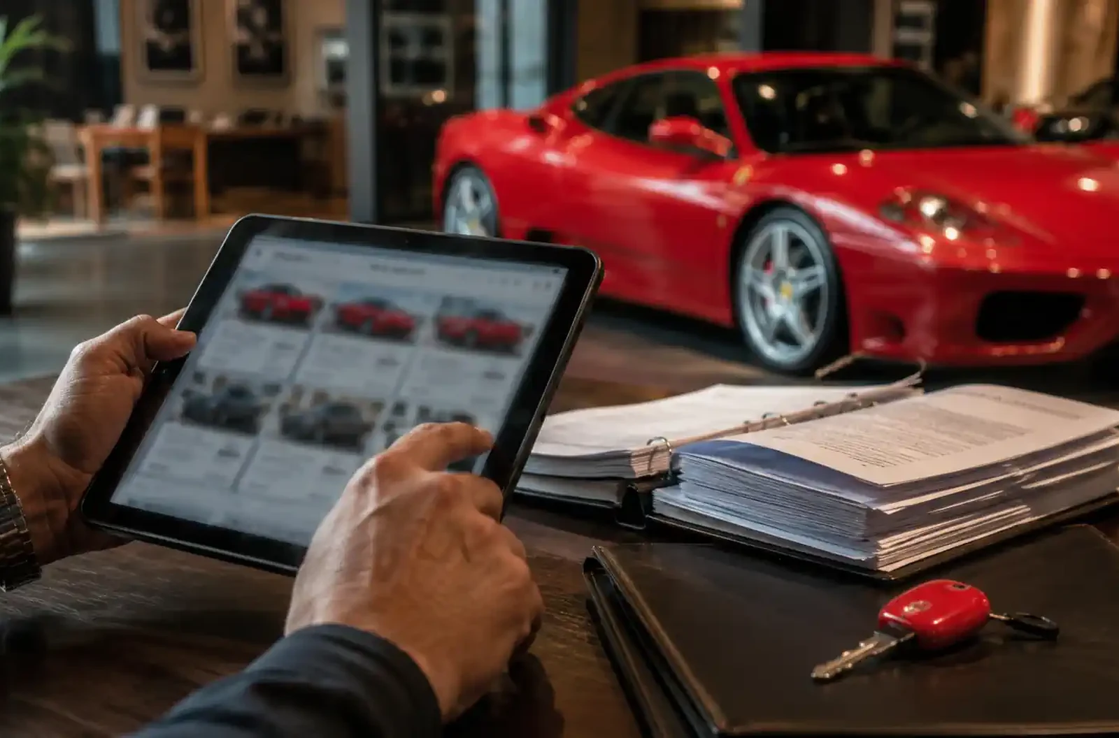 Comparaison d’annonces et de factures avant l’achat d’une Ferrari d’occasion